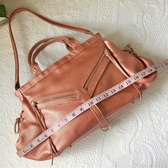 Botkier Metallic Leather Trigger Satchel Shoulder Bag Salmon Pink - Picture 12 of 16